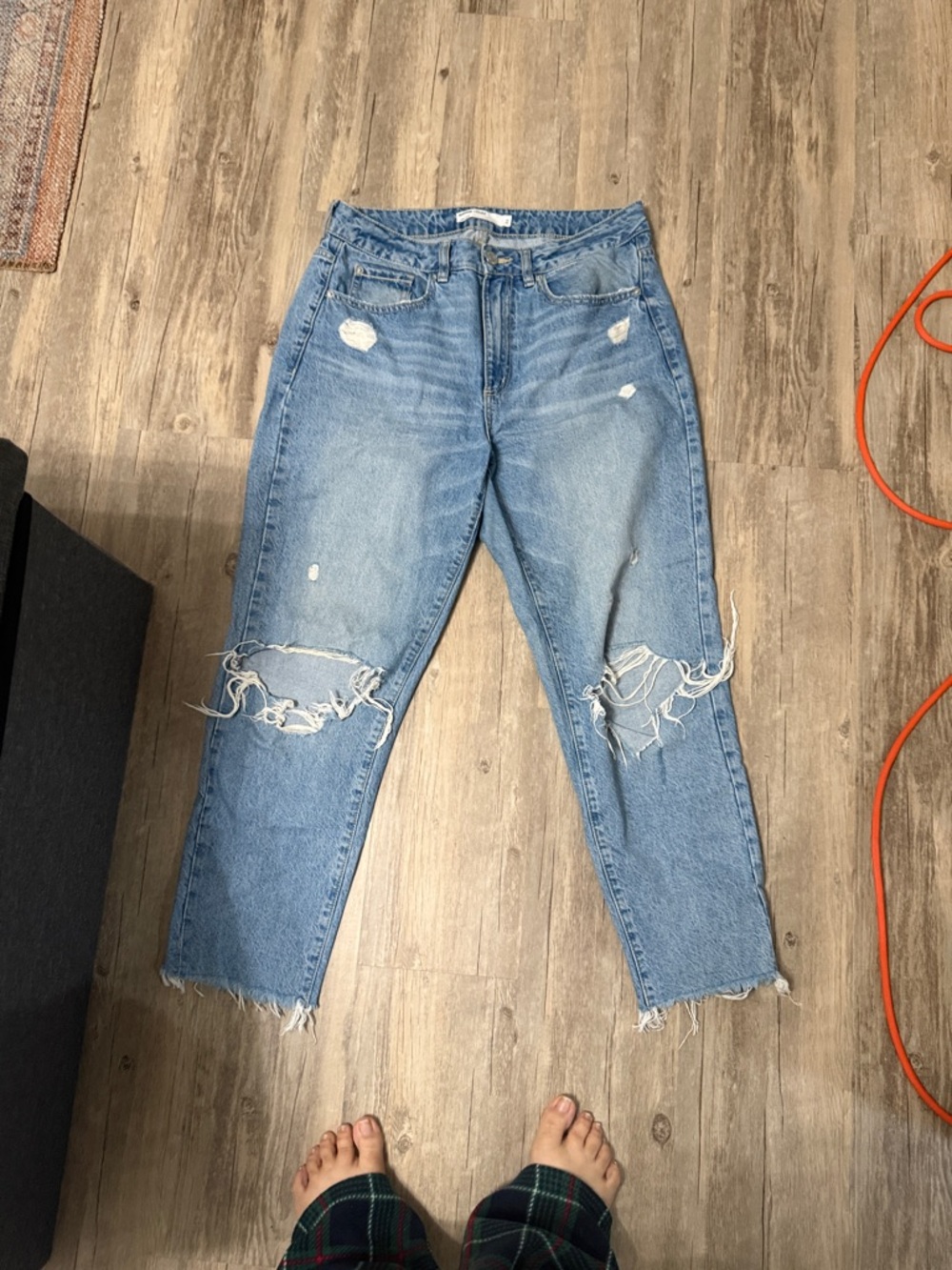Garage Light Blue Distressed Boyfriend Jeans